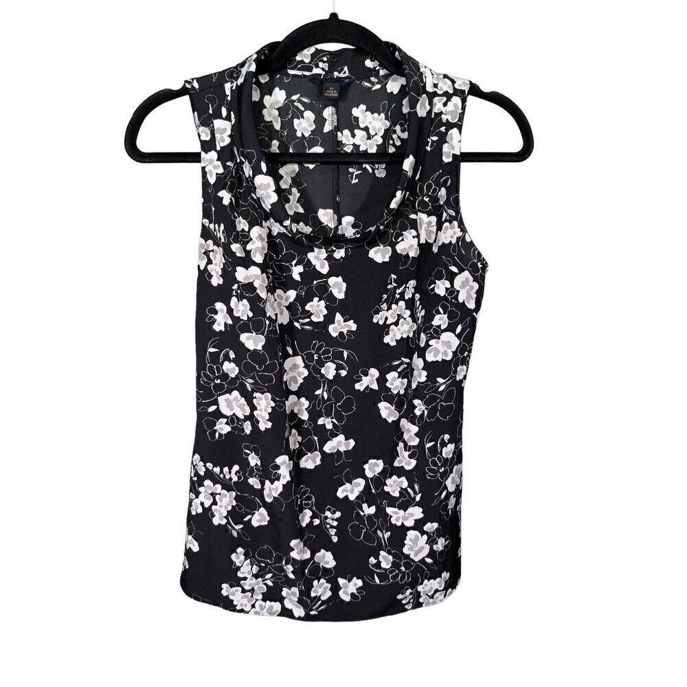 Banana Republic Black and White Sleeveless Floral Printed Women's Size CXS